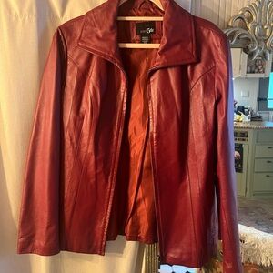 Women's Red Leather Jacket